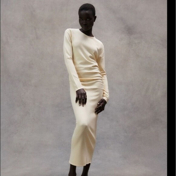 Zara Cream Draped Knitted Dress Size Small - Picture 2 of 7